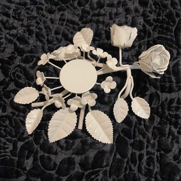 Shabby Chic White Metal Candle Holder